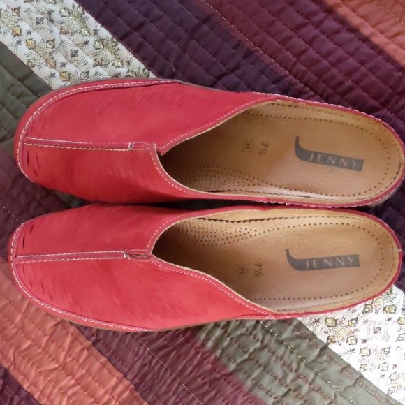 JENNY By ARA* Red nubuck leather slip on mule low heel flat stylish shoes - Picture 4 of 11